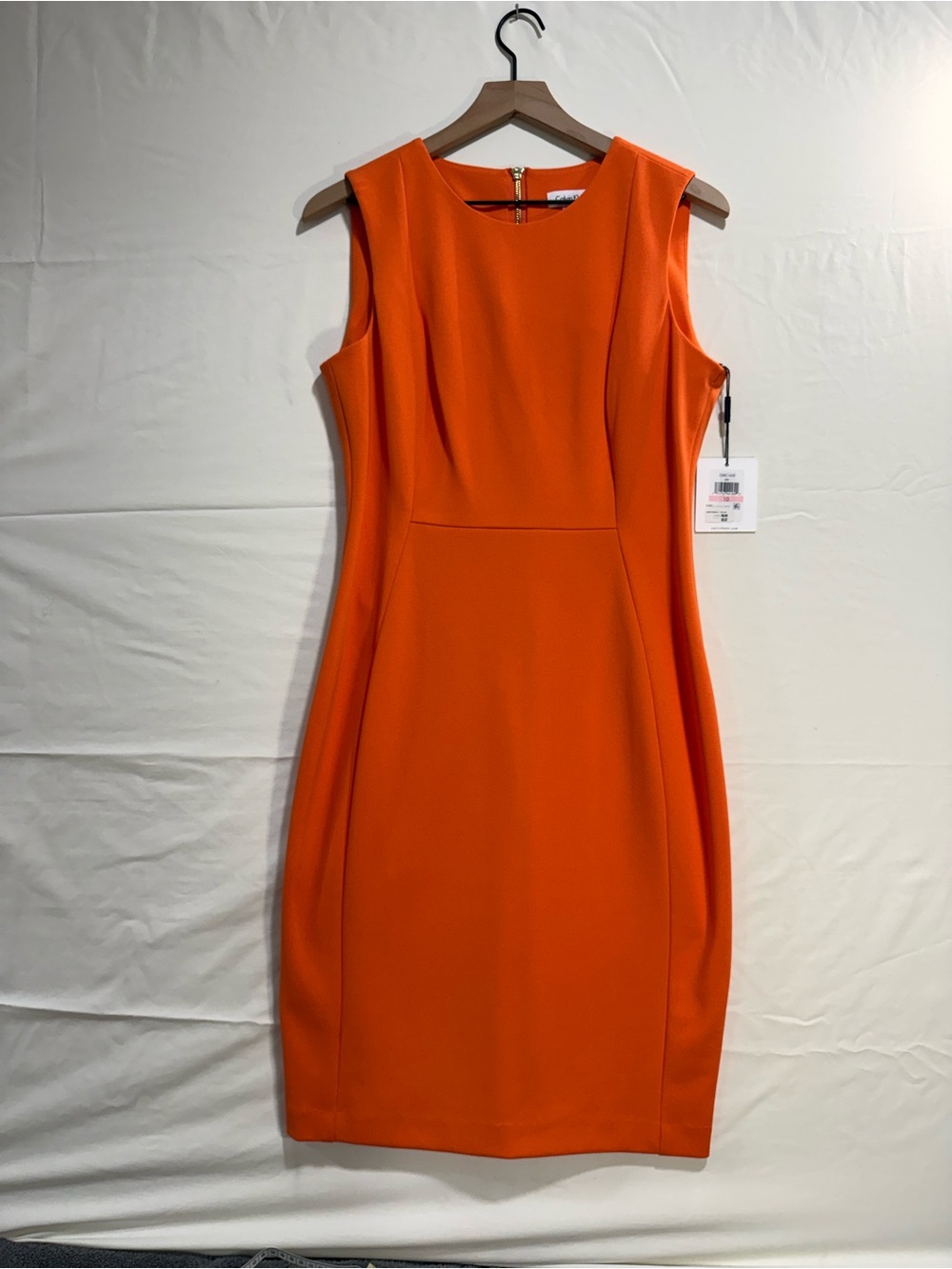 Calvin Klein Bright Orange Sleeveless Sheath Dress